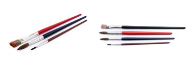 Beyaz bir arka plan üzerinde izole boya fırçaları kümesini