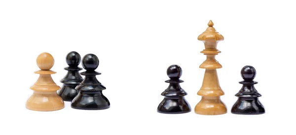 Old Chess Pieces Isolated White Background — Stock Photo, Image