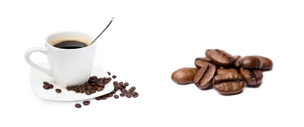 Cup Coffee Coffee Beans Isolated White Background — Stock Photo, Image