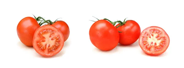 Tomate Fresco Con Albahaca Aislada Sobre Fondo Blanco — Foto de Stock