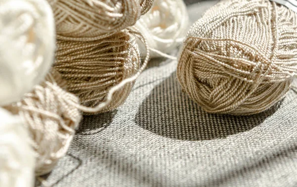 Crochet Female Hands Knitting Knitted Woolen Thread Handicraft Hobby Crochet — ストック写真