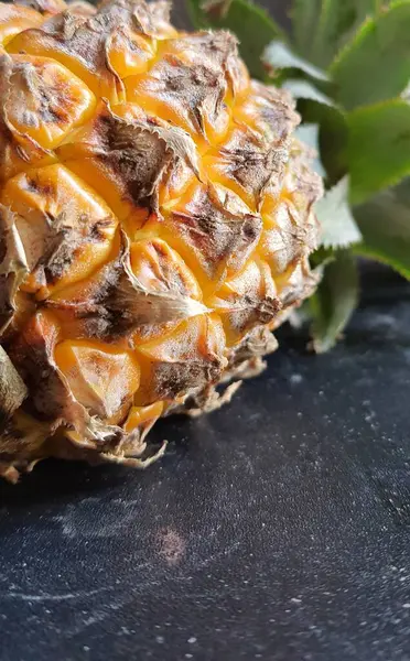 Fresh Ripe Pineapple Dark Background — Foto de Stock