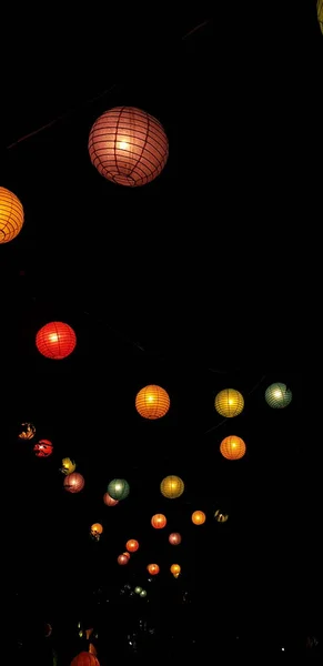 Krásná Světelná Lampa Dekorace Noci Zavřít — Stock fotografie