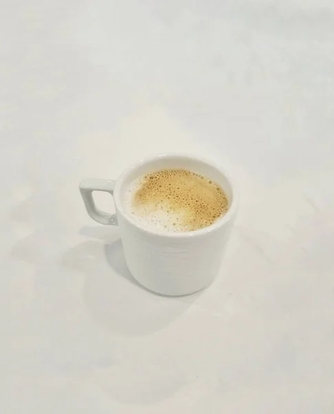 Glass Warm Cappuccino Adds Spirit Morning — Foto de Stock