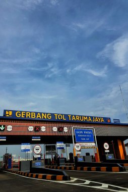 West Java in July 2022. A new toll gate that will be operational this year. This toll gate has a local ethnic Jakarta style, with a typical Betawi motif.