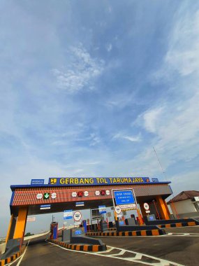 West Java in July 2022. A new toll gate that will be operational this year. This toll gate has a local ethnic Jakarta style, with a typical Betawi motif.