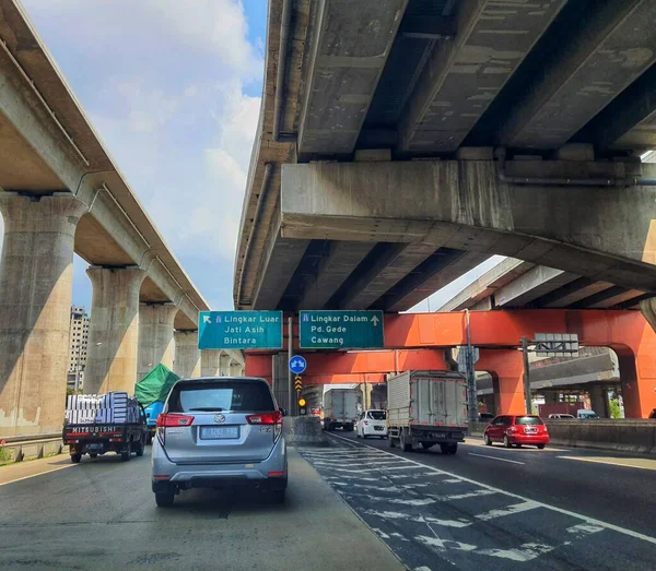 West Java July 2022 Vehicles Running Jakarta Cikampek Toll Road — Zdjęcie stockowe