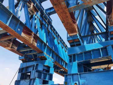 This is the steel structure of a launcher gantry that will be used for erection precast concrete I Girder. One of method for erection girder in construction project.