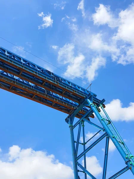 Photo Gantry Portal Lifting Girders One Method Transport Moving Girder — Zdjęcie stockowe