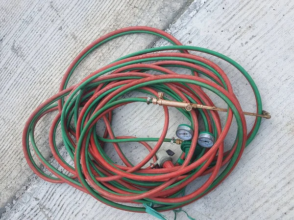 Photo Compressor Hose Have Two Gauge Monitoring Indicator — 图库照片
