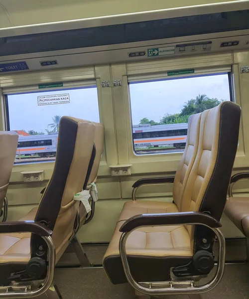 Premium Economy Train Passenger Seats Indonesia Calm Soothing Brown Color — Zdjęcie stockowe