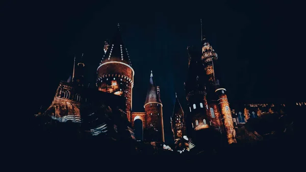 Osaka Japan Den Juli 2019 Mycket Vacker Ljusshow Natten Hogwarts — Stockfoto