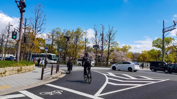 Osaka Japão Abril 2019 Situação Cruzamento Pedestres Onde Carro Esportivo — Fotografia de Stock
