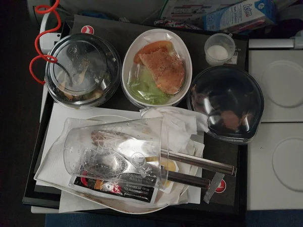 Istanbul Turquie Juillet 2022 Repas Avion Turkish Airlines Cette Nourriture — Photo