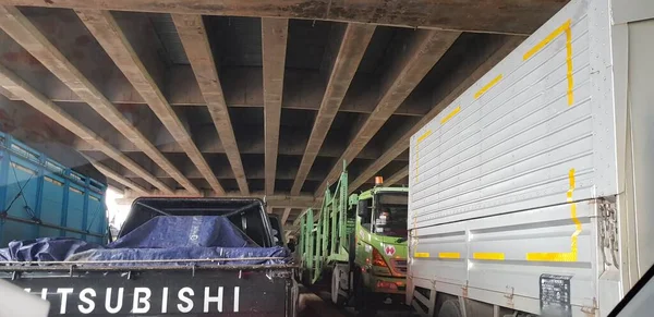 Jakarta Індонезія Серпні 2019 Року Задньому Плані Фото Автомобілів Вантажівок — стокове фото