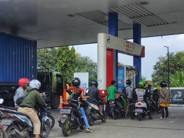 West Java Indonésia Setembro 2022 Motociclistas Fazem Fila Tempo Suficiente — Fotografia de Stock