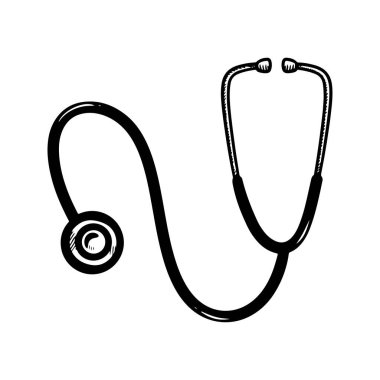 Stetoskop çizim el çizimi vektörü