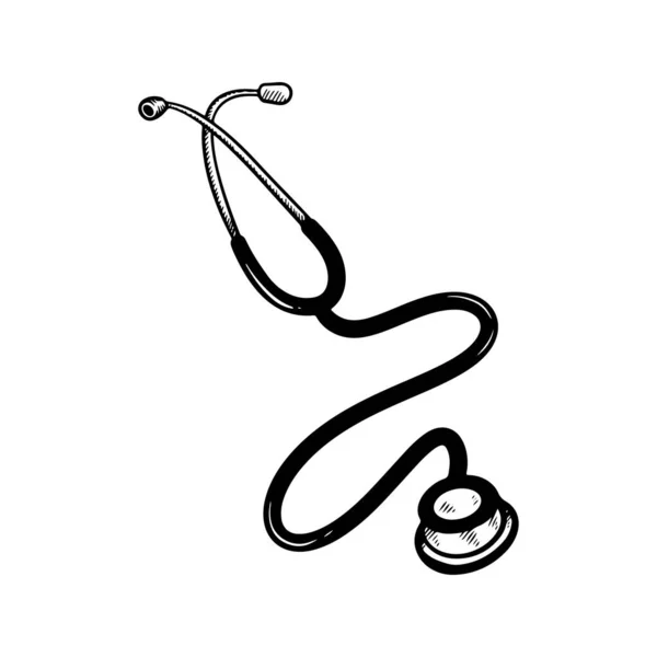 Stethoscope Illustration Hand Drawn Vector — Stockvektor