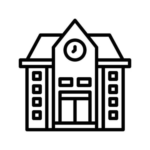 School Icon Outline Vector Illustration — Stockvektor