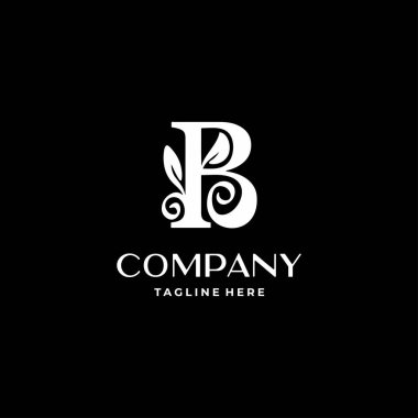 letter B logo design monogram with flourish decoration vector