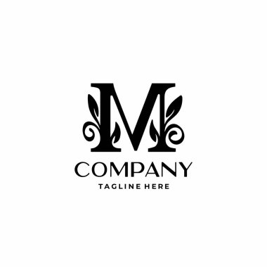 letter M logo design monogram with flourish decoration vector