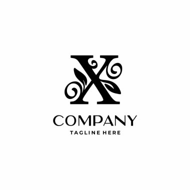 Süslü dekorasyon vektörlü X harfi logo tasarımı monogramı