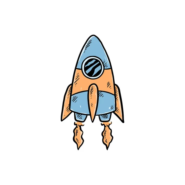 Rocket Hand Drawn Illustration Vector — Stock Vector