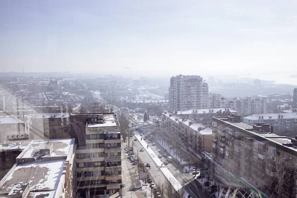 Панорама Міста Україні Будинками — стокове фото