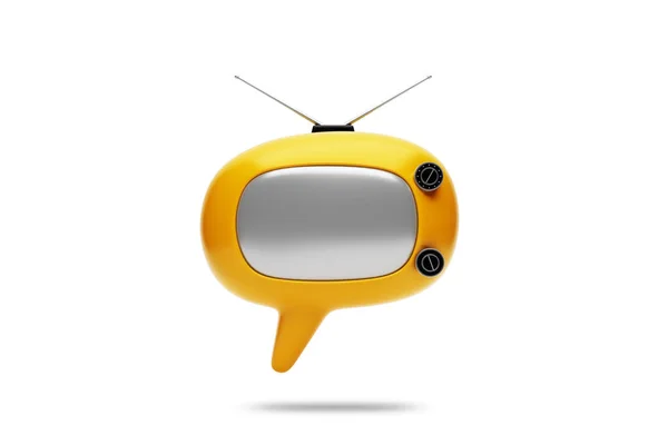 Chat Box Speech Symbol Form Vintage Yellow Television Screen Can — Zdjęcie stockowe
