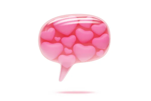 Pink Chat Box Text Box Front Transparent Glass Pink Heart — Stock Fotó