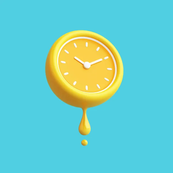 clock shape lemon yellow or orange drops concept. time past present future and routine time excited morning noon evening awake duration. working lifestyle activity. clipping path. 3D Illustration.