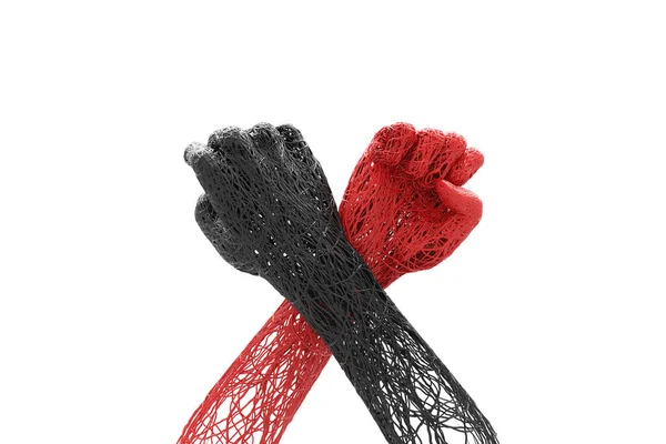 Inequality Unequal Arm Wrestling Concept Bare Hand Fist Cross Shaped —  Fotos de Stock