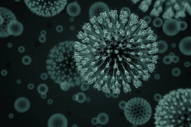 virus respiratory disease. Spread causing infection Disintegration and mutation of the virus Resulting in destruction the body such as corona virus 2019-nCov. Microscopic virus image. 3D Illustration.