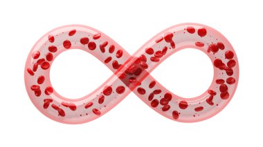 hemoglobin blood vessels infinity symbol red cells system body scientific. ischemic heart disease anemia. medical medicine and disease. gene dna abstract concept. clipping path. 3D Illustration.