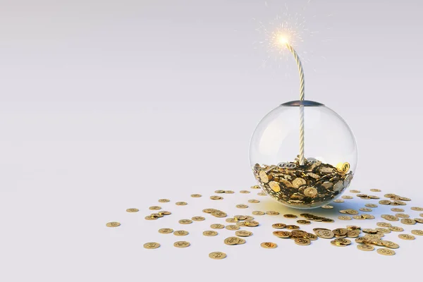 Strategic Risk Investment Finance Economy Concept Transparent Glass Reflective Sphere — Foto Stock