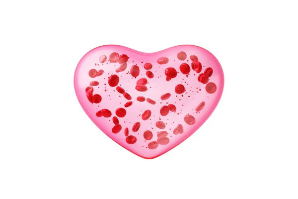 Pink Heart Shape Transparent Bubble Balloon Hemoglobin Red Blood Cells — Stock fotografie