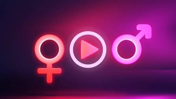 Watching Movies Online Adult Video Gender Symbol Sign Play Video — ストック写真