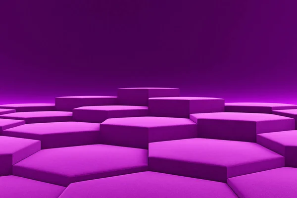 Platform Podium Violet Velvet Hot Pink Luxury Elegant Hexagon Honeycomb — ストック写真