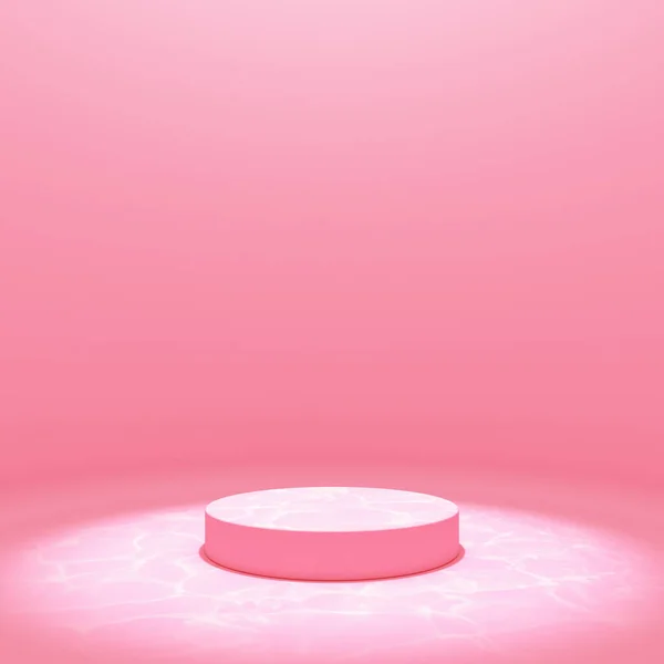 stand product display underwater reflection shine light bright water surface nature sea ocean lake pink minimal style advertisement ripple motion waves. place cosmetic or beauty. 3D Illustration.