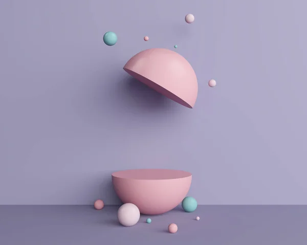 Stand Display Pastel Sphere Baby Pink Toy Egg Half Circle — Foto de Stock