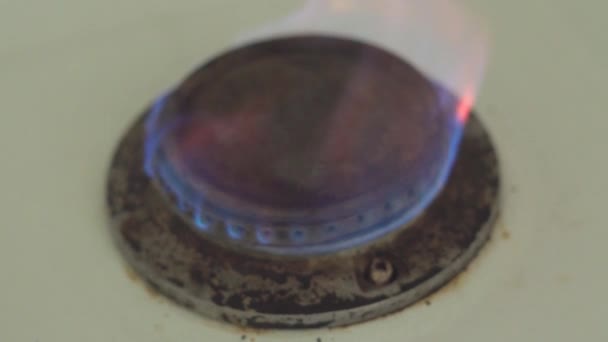 Спалювання полум'я на газовій плиті — стокове відео