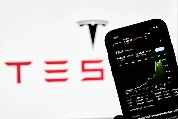Tesla stock share growth — Foto de Stock