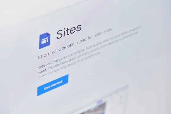 Google sites official web page on computer monitor — Stock Photo, Image
