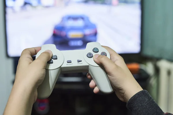Playing game on console — Foto Stock
