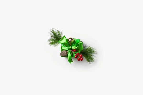 Christmas Decorations Holiday Composition Toy Balls Gift Boxies White Backgraund — Stock Photo, Image