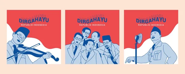 Endonezya 'nın bağımsızlık gününü geleneksel oyunlar ve sosyal medya tanıtım şablonu kahramanlarıyla kutlayalım