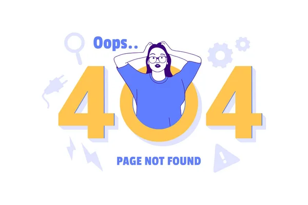 Illustrations angry woman for Oops 404 error design concept landing page