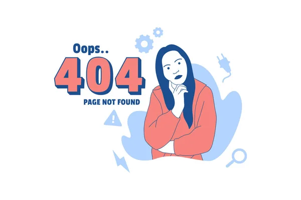 Illustrations emotional woman for Oops 404 error design concept landing page
