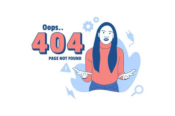 Illustrations emotional woman for Oops 404 error design concept landing page