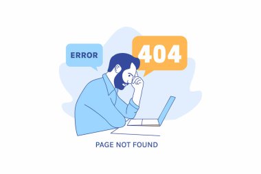 Illustrations Frustrated expression business man for Oops 404 error design concept landing page